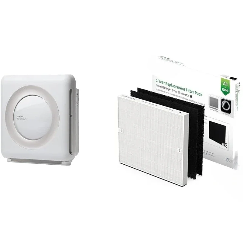 

2025 NEW Bundle 1 Coway Airmega AP-1512HH(W) True HEPA Purifier White + 1 Extra Airmega AP-1512HH Air Purifier Replacement Fil