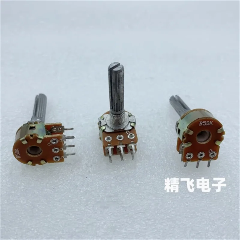 1 PCS high-quality RK163 dual potentiometer B50K * 2 axis length 30MM sawtooth