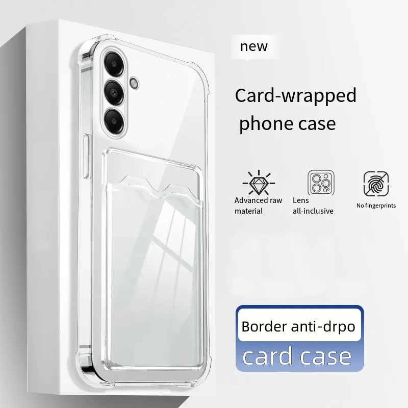 حافظة هاتف لهاتف سامسونج جالاكسي A16 4G 5G حافظة هاتف شفافة ناعمة مقاومة للصدمات مع فتحة للبطاقات