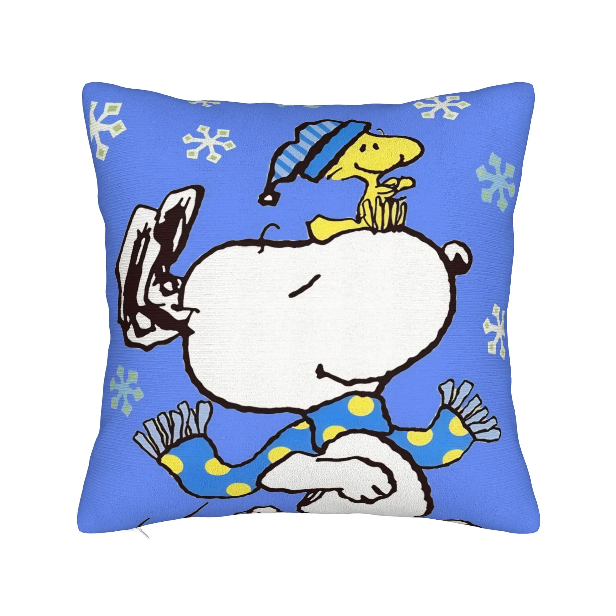 Snow S-Snoopys Xmas Christmas Square Pillow Case  Cushion Covers Vintage Zippered Decor Pillowcase for Bed 40x40cm