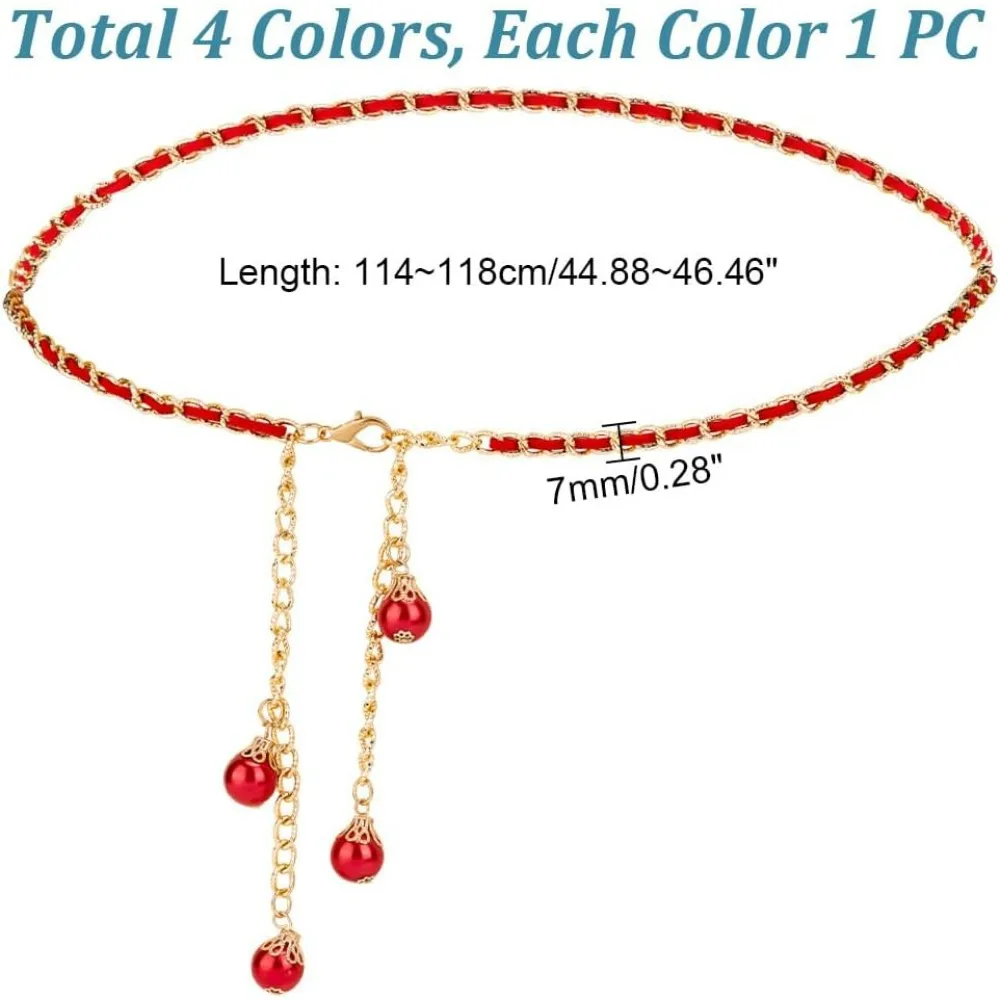 4 szt. Łańcuszkowe paski w różnych kolorach, metalowe łańcuszki do talii, uniwersalne złote paski dla kobiet do sukienek, kamizelek, jeansów, koszul, spódnic, sukienek