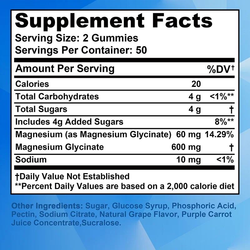 Magnesium Glycinate Gummies - for Relaxation, Cognition & Sleep Quality, Supports Nerve & Bone & Muscle Health