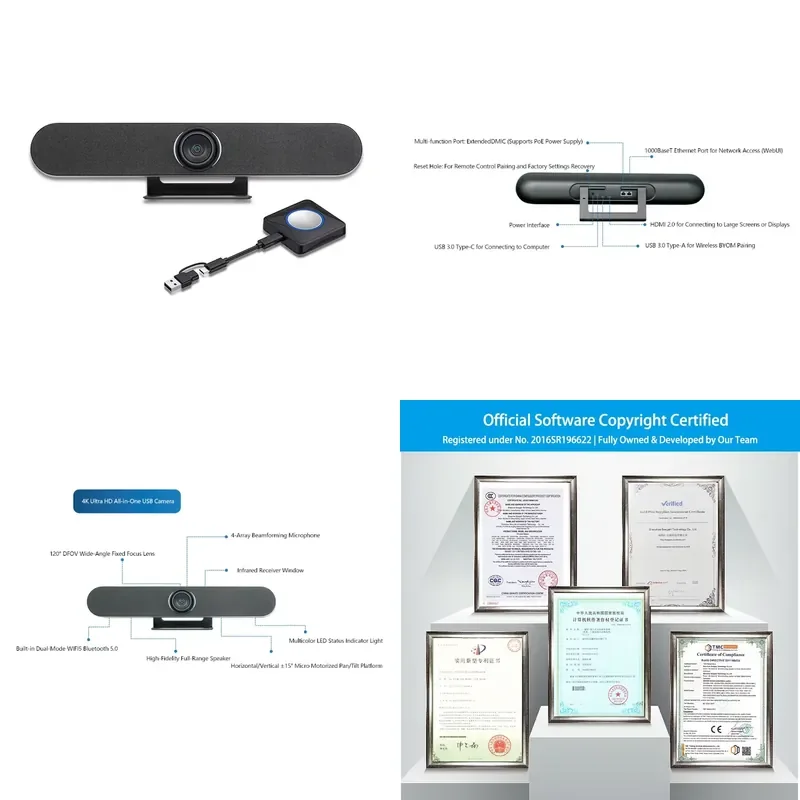 All-In-One 4K Wireless Video Conference System with Smart AI Mic Speaker BYOM Compatible for Meeting Rooms