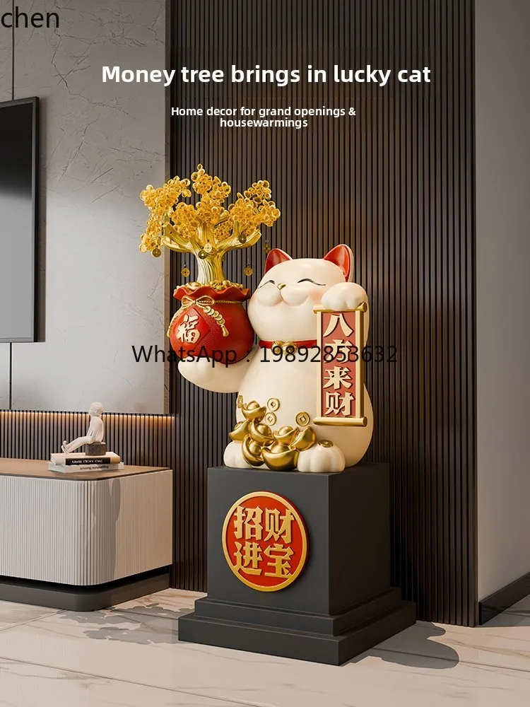 YFY  Creative Lucky Cat Floor Ornament Living Room Front Desk Decoration Housewarming Gift High-end Opening Gift