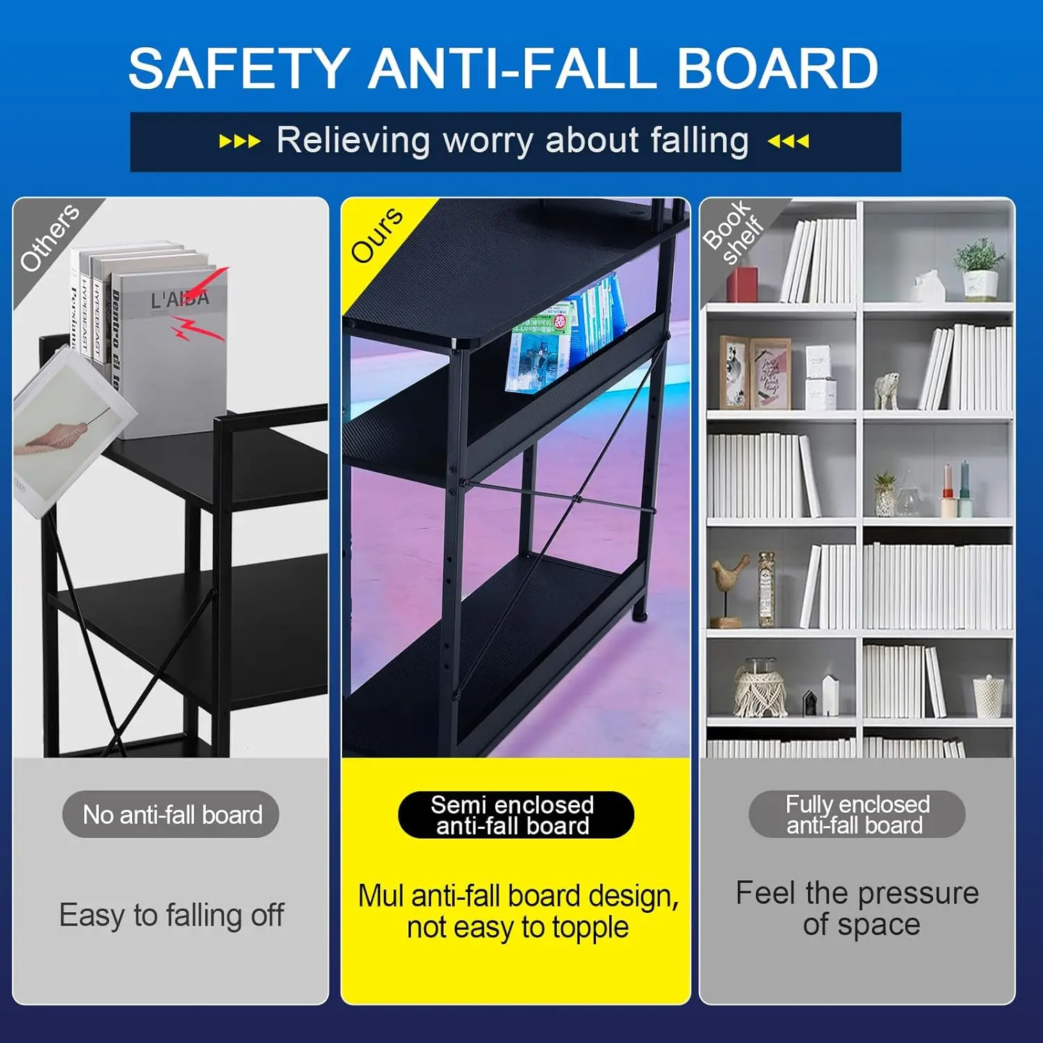 L Shaped Gaming Desk, Carbon Fiber Style Computer Desk Compatible with Monitor Arm Storage Shelves Corner Desk Gaming Table