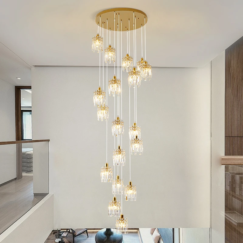 

Light Luxury Crystal Lamp Modern High-End Luxury Living Room Ceiling Lamp Bedroom Living Room Dining Room Staircase Pendant Lamp