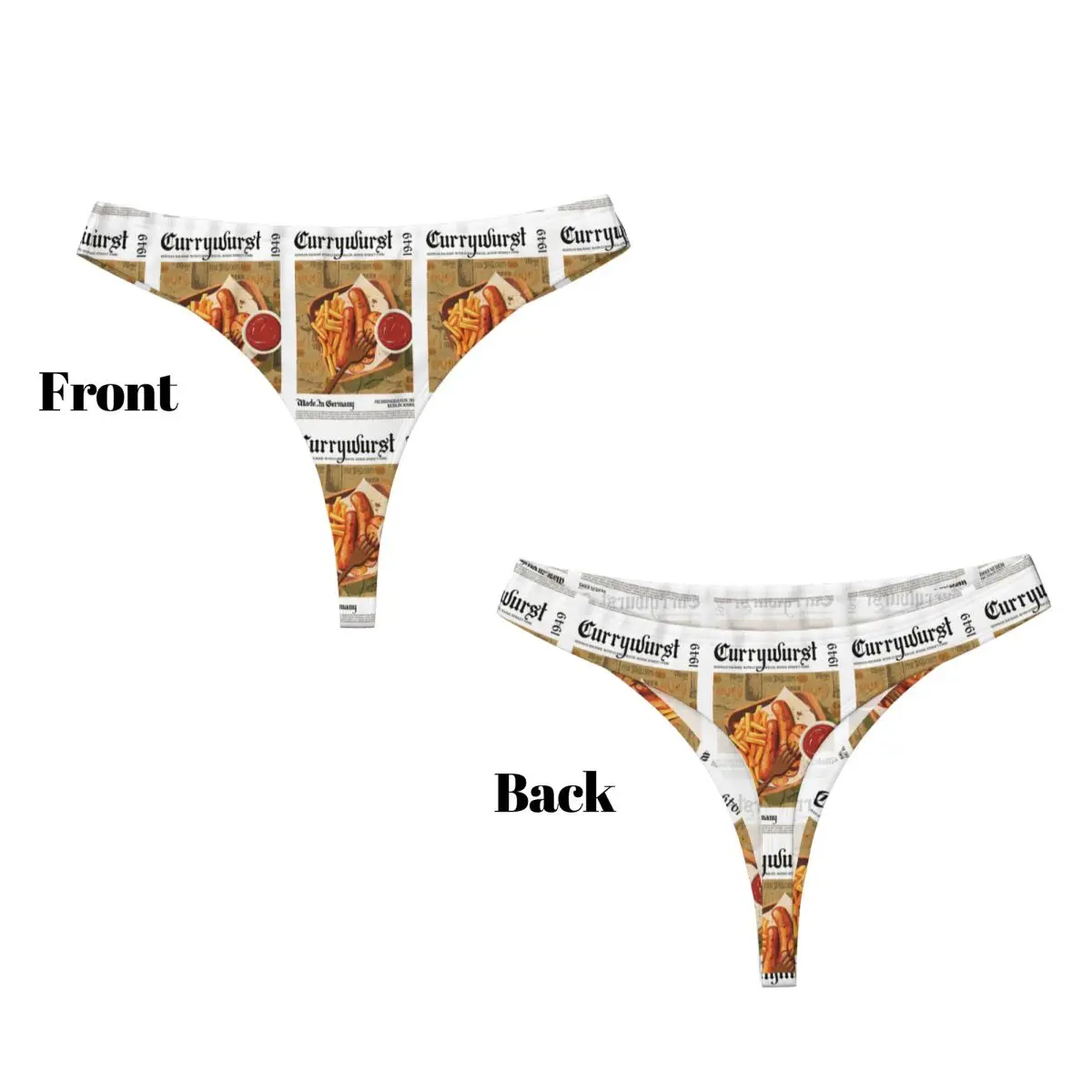 Custom Currywurst Wall Art G-string Panties Breathable Women Stretch Thongs Comfort Underwear
