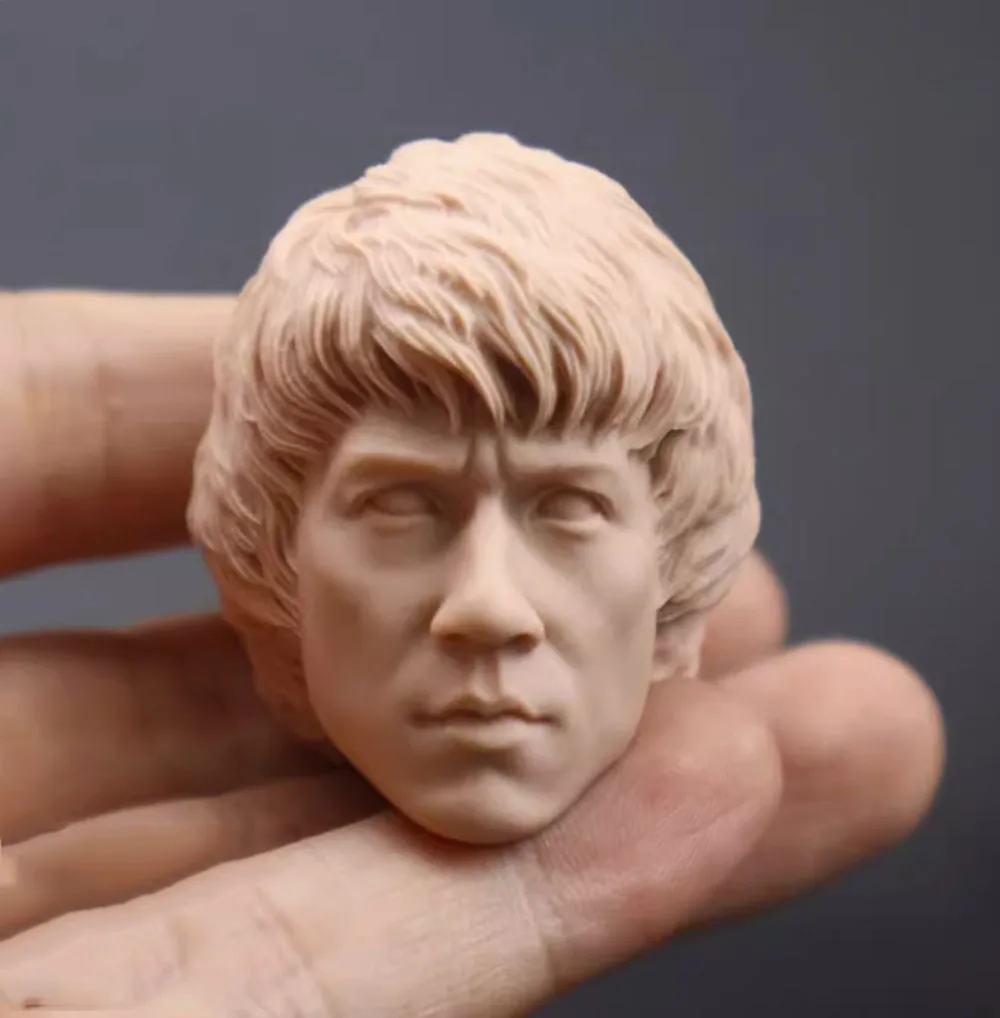 1/6th White Unpainted Male Head Sculpt Head Carving Jackie Chan Asia Player Toys Model For 12