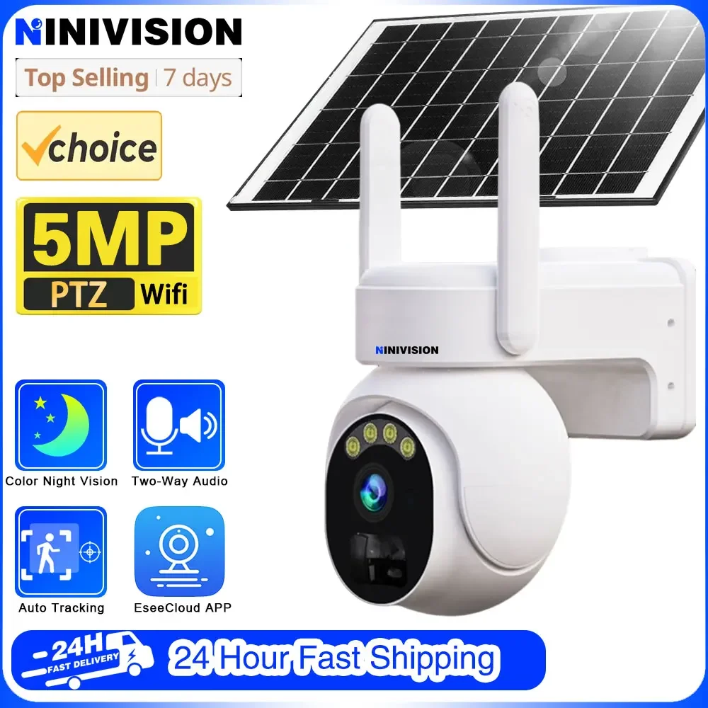 

5MP PTZ IP WiFi Camera Solar Power Low Comsunption Panel Built-in Battery Surveillance Cameras PIR Human Detection Outdoor IP66