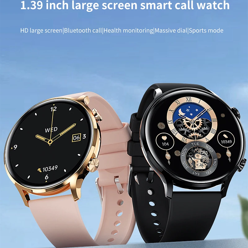 GEJIN-Montre intelligente étanche pour homme, écran HD de 2023 pouces, détection de température, horloge, fréquence cardiaque, pression artérielle, nouveau, 1.39