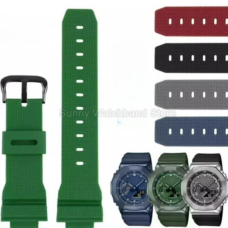  حزام ساعة راتينج بواجهة محدبة 16 ملم متين للغاية لساعة كاسيو CasiOak GM6900 GM5600 GA2100 أزرق أحمر شفاف مقاوم للعرق #1