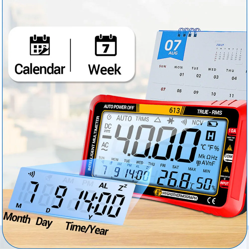 

613 Digital Large Screen Multimeter 3 In 1 Multifunctional Smart Multimeter With Calendar Display Use Industrial Tool
