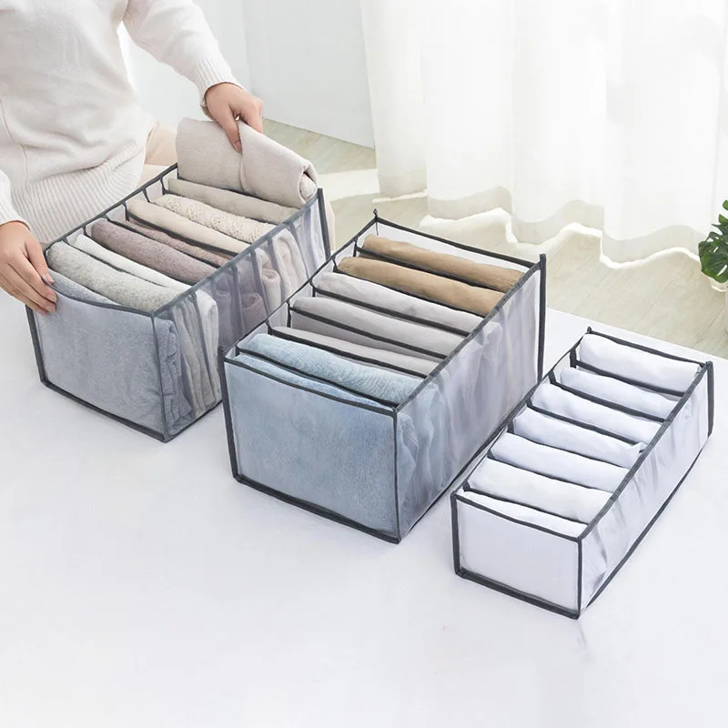 Dividers Drawer Wardrobe Home Clothes Jeans Storage Boxes Mesh Net Bag Closet Organizer Foldable Underwear Baby Cloth Sock Pants