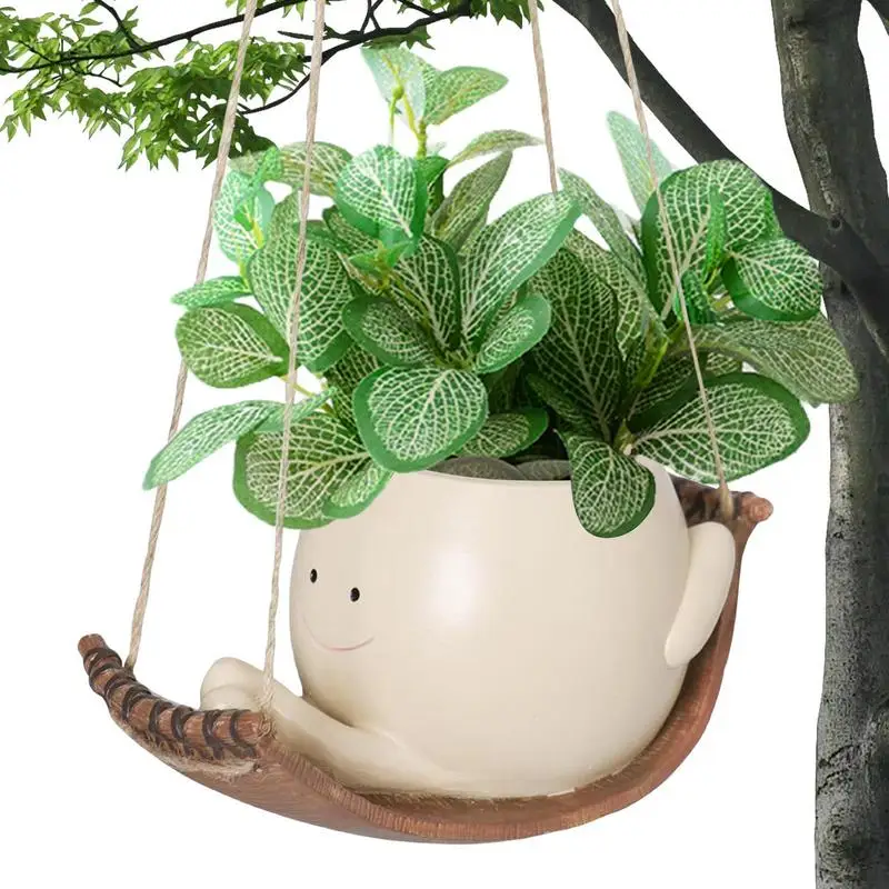 Planter Pot Swing Resin Head Planters Hangable With Smile Face Decorative Succulents Plants Pot Creative Pot Home & Garden Decor