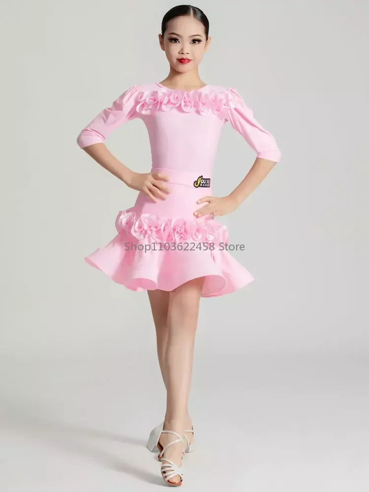 Robe de danse latine Cha Cha Régions ba pour filles, costume de salsa et de samba, robes de danse de salon tango, vêtements de pratique latine pour enfants