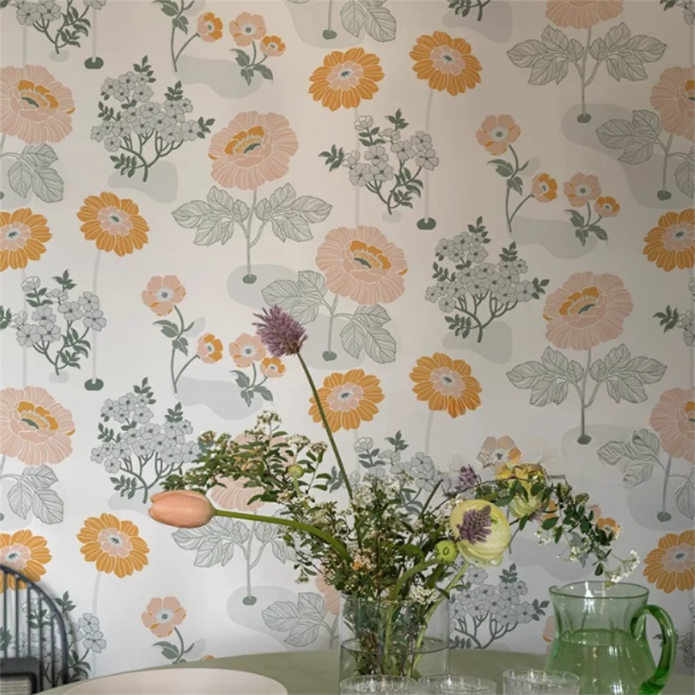 

Custom mural French Nordic Pastoral flower wallpapers Bedroom Warm flowers wallpapers home decor papel de parede adesivo