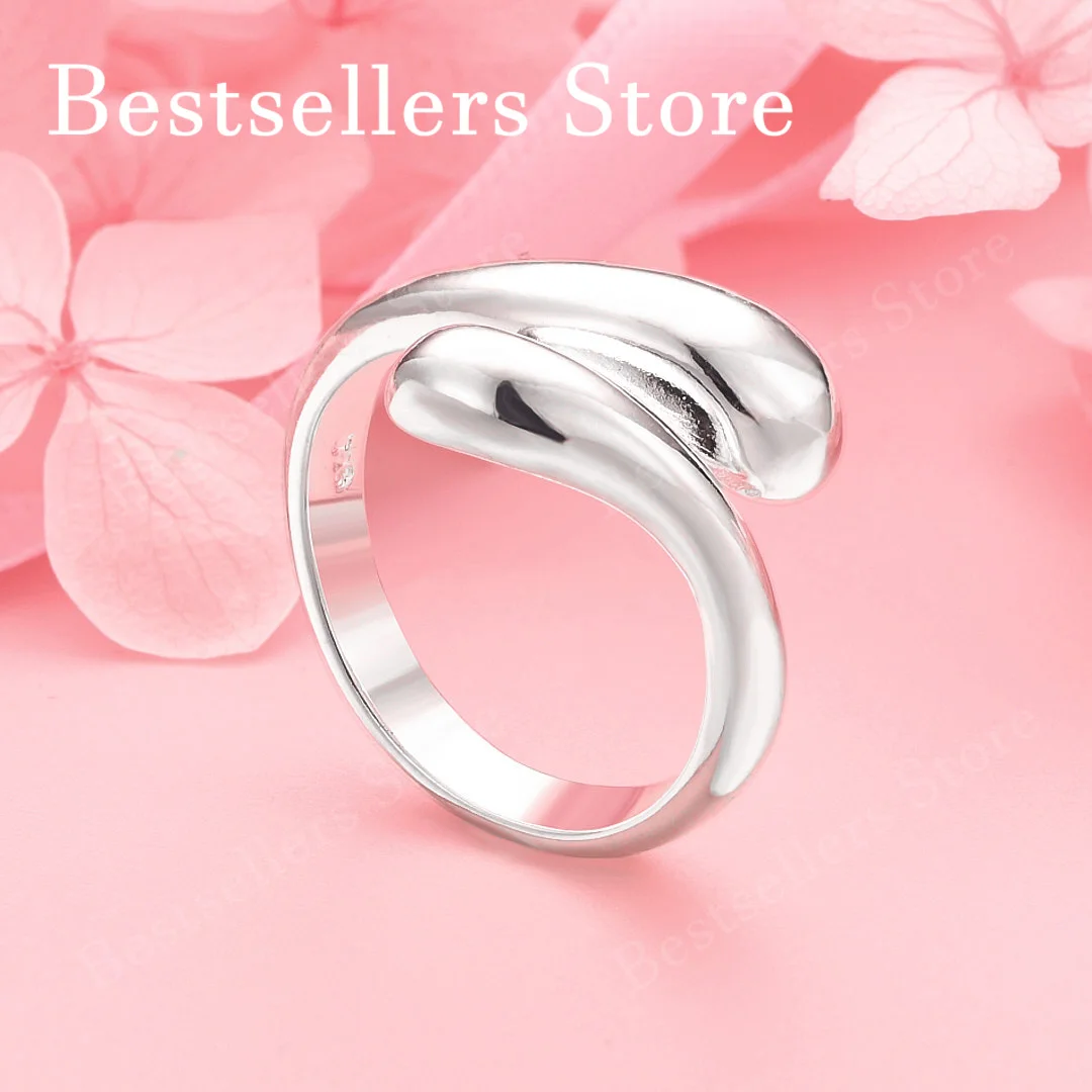 1 piece of 925 sterling silver exquisite water droplet opening ring, women's gift, wedding jewelry accessory