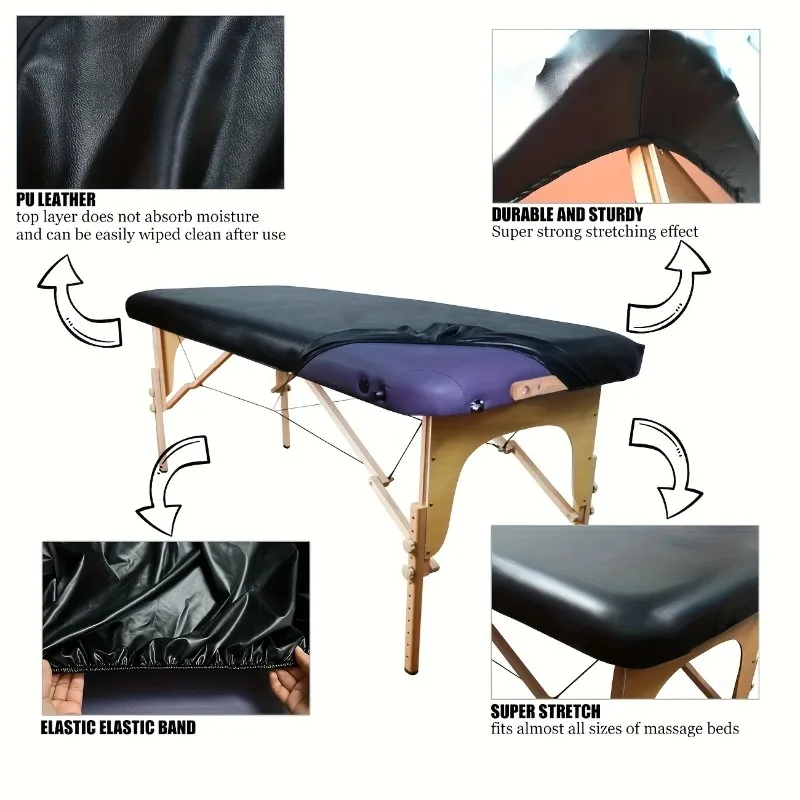 PU Leather Massage Table Cover Beauty Bed Sheet Fitted Cover Spa Salon Protection view 2