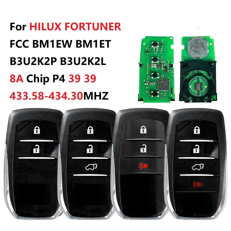 CN007308 FCC: BM1EW BM1ET B3U2K2P B3U2K2L P4 39 Smart Key 433.58-434.30MHZ 0182 0010 Board For Toyota HILUX FORTUNER