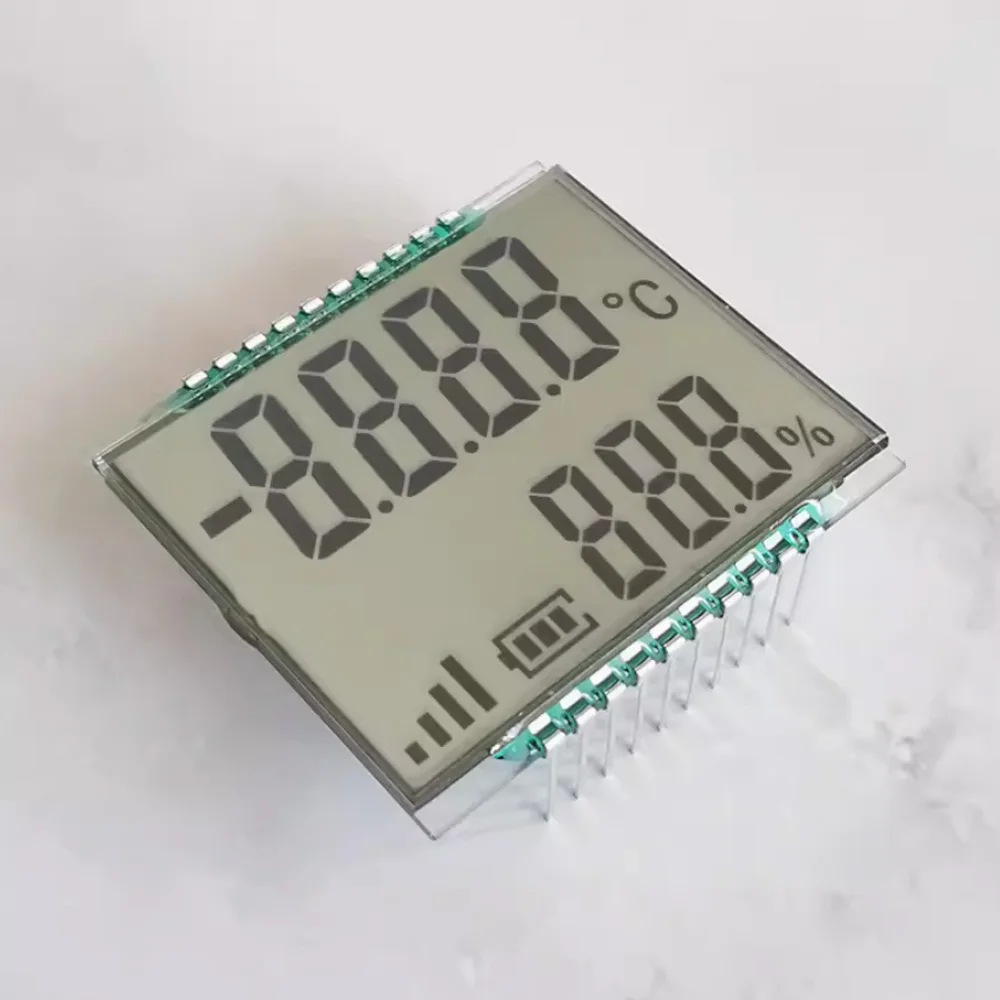 20PIN TN Positive 7-Digits Segment LCD Panel Temperature Humidity LCD Screen Yellow Green Backlight