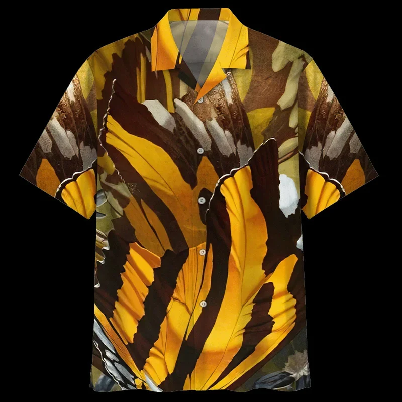 Colorful Butterfly Pattern Hawaiian Shirts Summer Trend Short Sleeve Casual 3D Printed Aloha Shirts Streetwear Loose Mens Blouse