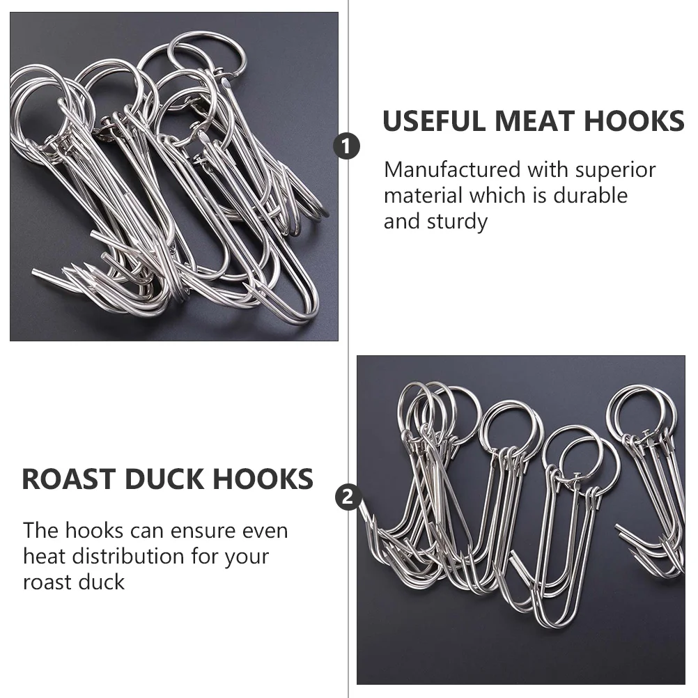 10 Pcs BBQ Rust-proof Meat Hooks Wear-resistant Ham Bacon Useful Hanging Stainless Steel Roast Processing Lamb