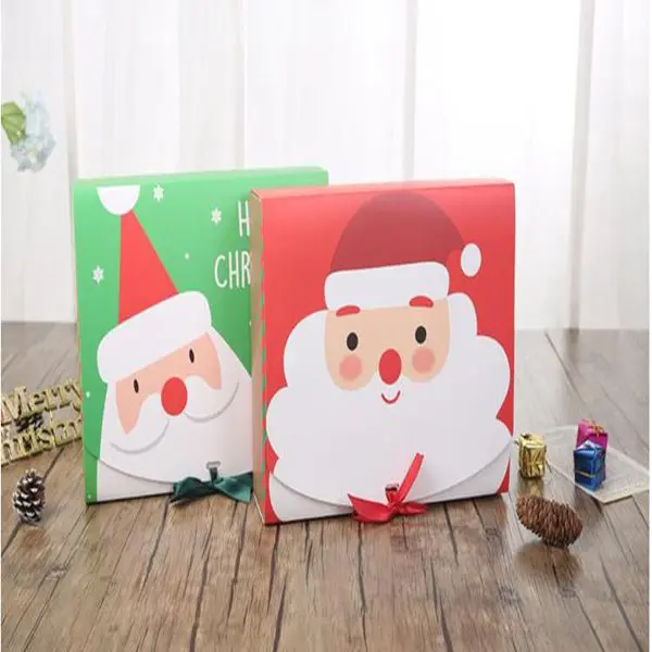 

100pcs Unique Christmas Eve Big Gift Box Santa & Fairy Design Papercard Kraft Present Party Favour Activity Box Red Green