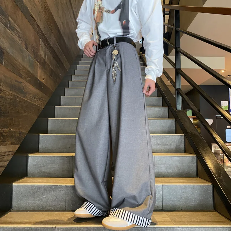 

Grey Black Suit Pants Men Fashion Society Mens Dress Pants Korean Loose Casual Wide Leg Pants Mens Office Formal Trousers 4XL