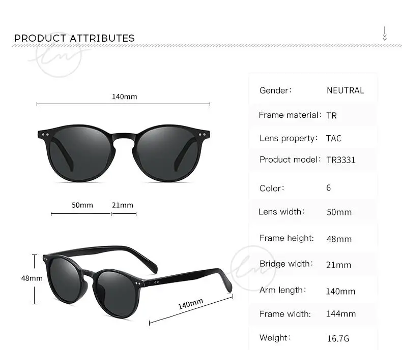 LM Retro Runde Sonnenbrille Frauen Männer Ultraleicht TR90 Polarisierte Unisex Driving Shades Vintage Sonnenbrille UV400 Gafas De Sol – Detail 10