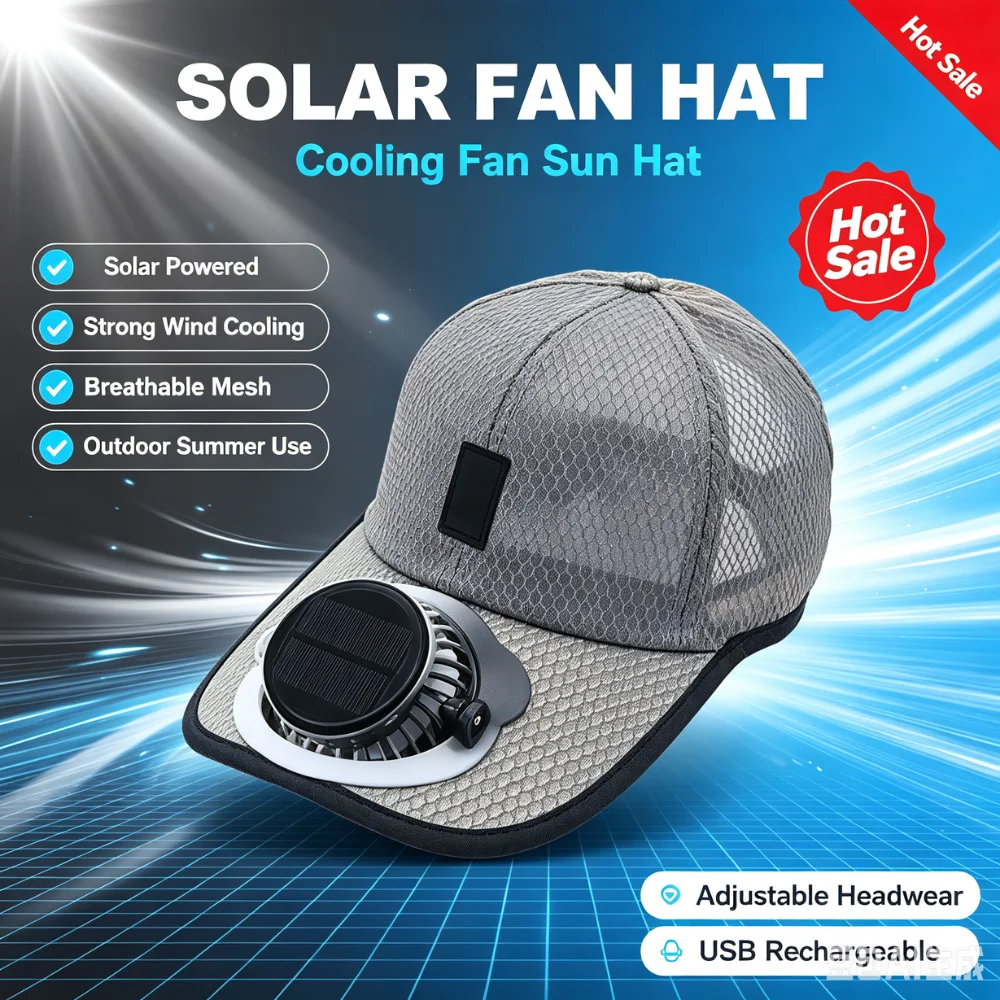 Cooling Headwear Rechargeable Solar Fan Wind Flow Design Unisex Summer Sunscreen Visor For Daily Outdoor Sport Baseball Cap