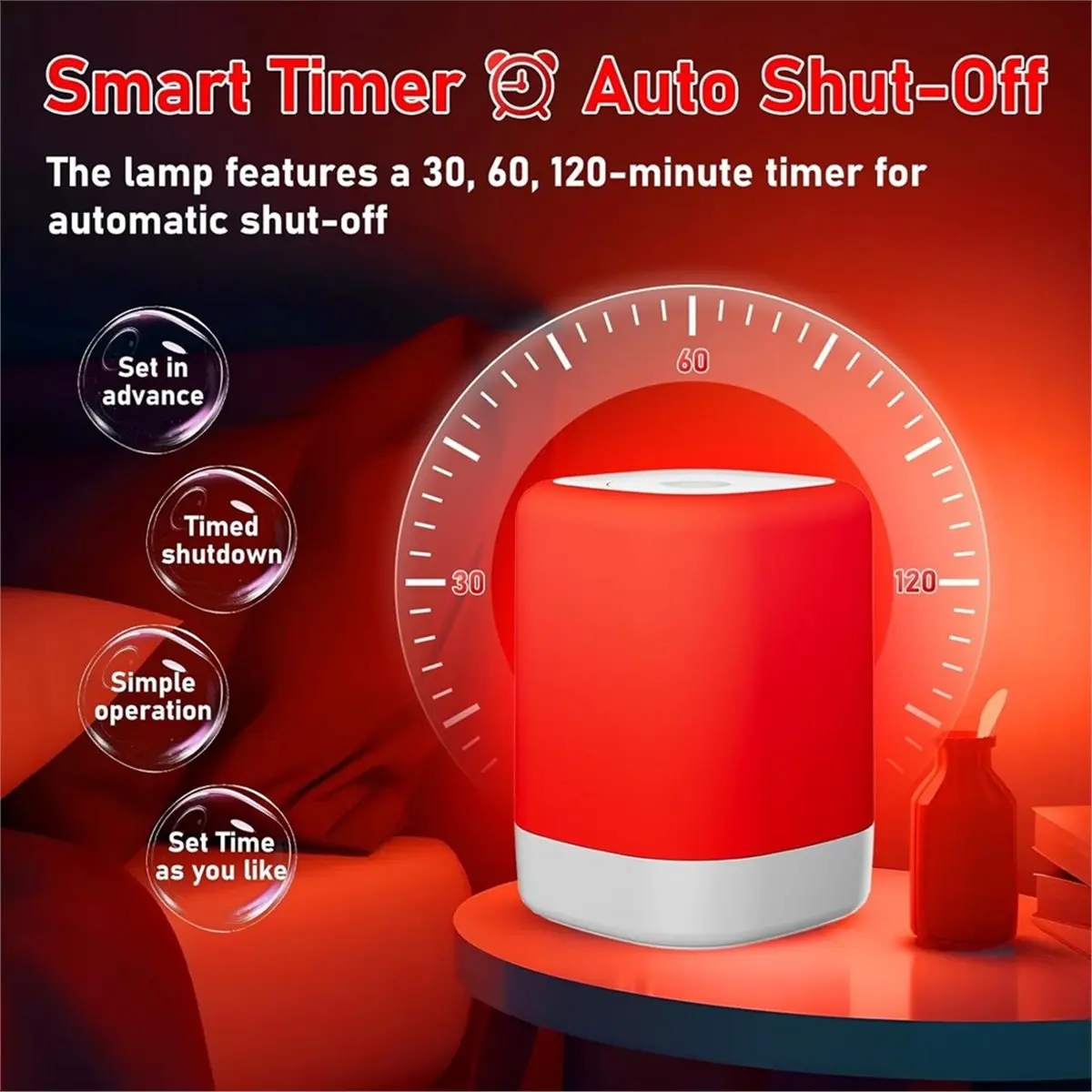 Light Weight Red Light Therapy for Sleep Device, Red Night Lights with 670nm Wavelength, Touch Reds Light Sleep Lamp for Bedroom