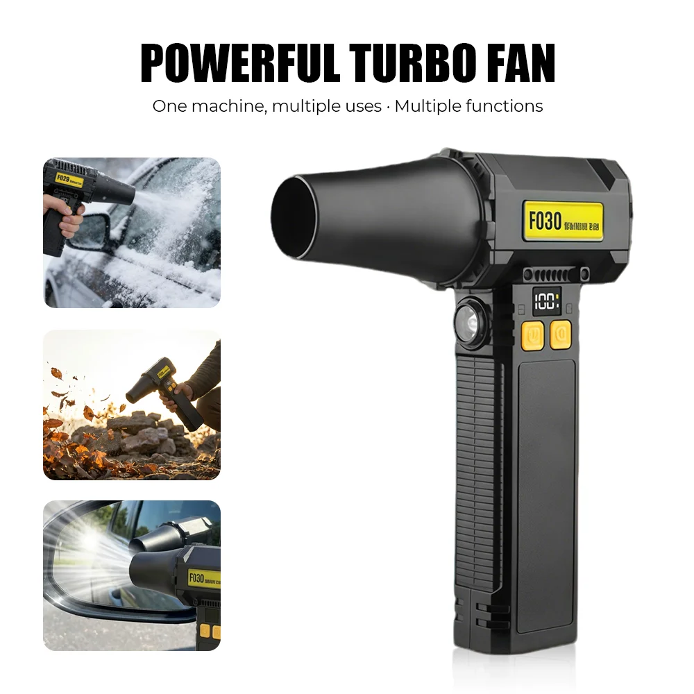 

Brushless Turbo Blower Jet Fan 60000RPM Powerful Electric Dust Cleaner Portable Violent Fan With Digital Display & LED Lighting
