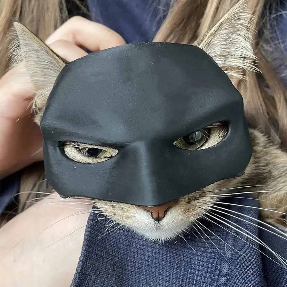 Nuova maschera da pipistrello per gatti neri Maschera creativa per gatti a mezza faccia fatta a mano Simpatico cappello da supereroe per animali