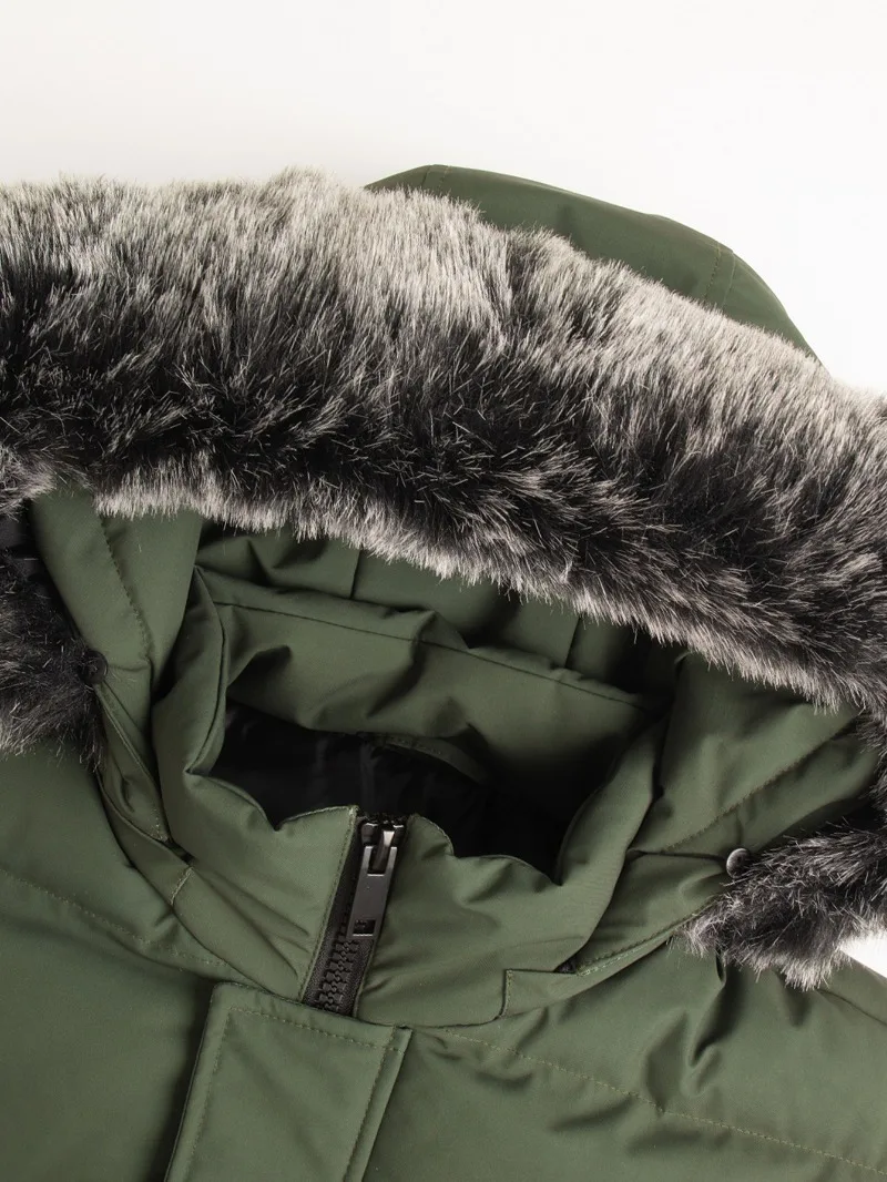 سترة شتوية مقاومة للرياح للرجال معطف بوليستر كاجوال مع غطاء رأس قابل للفصل وسحّاب أمامي وأكمام طويلة وجيوب ملابس شتوية