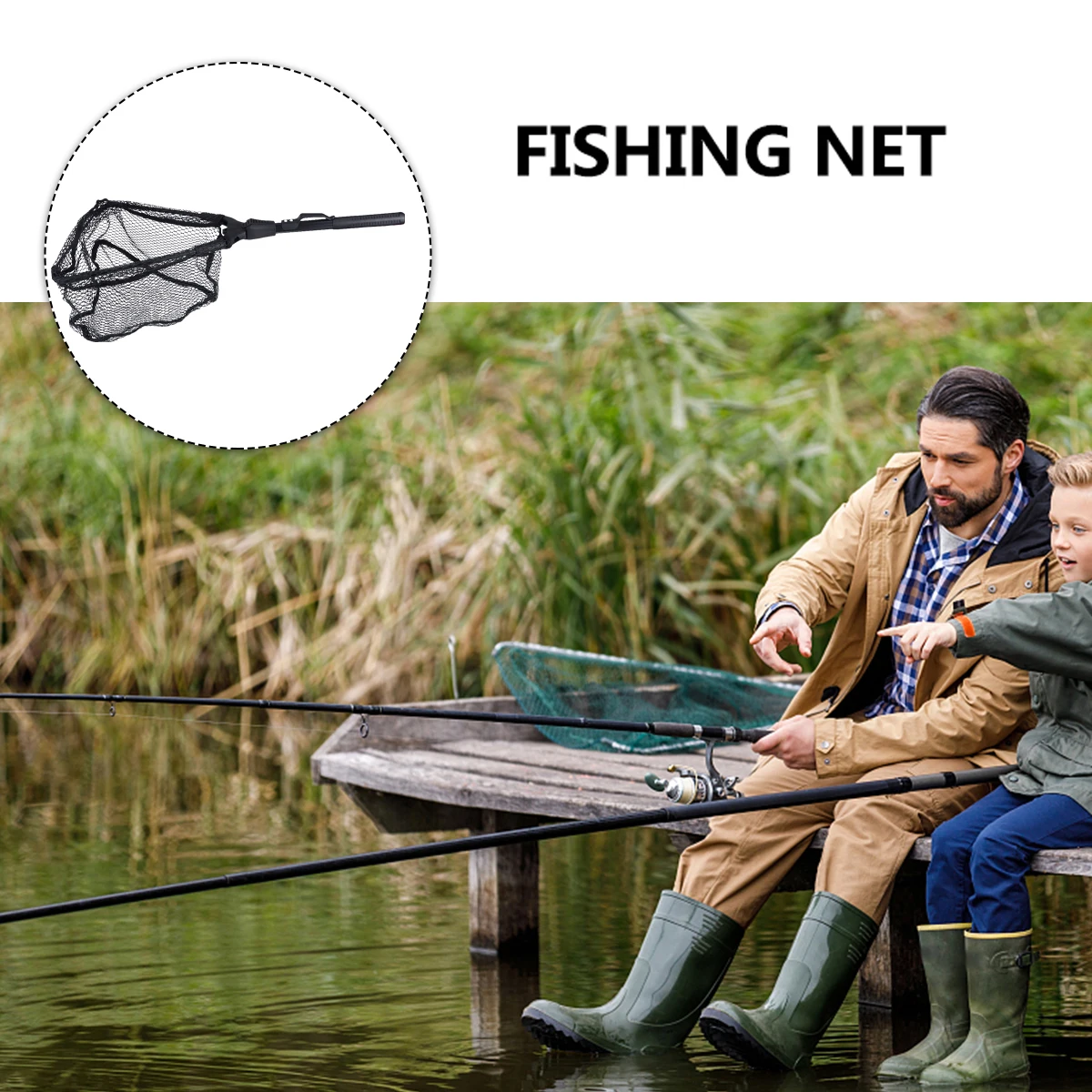 

Telescopic for Folding Lakes Rivers Boats Fly Telescopic Fishing Foldable Fishing Net