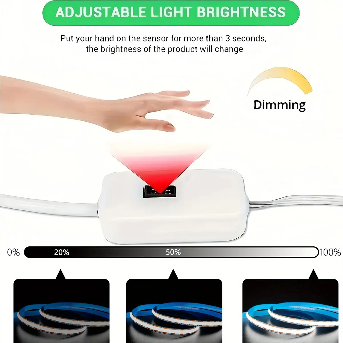 COB 1-3m LED Strip Lights Hand Sweep Sensor Dimmable/Push Switch USB Flexible Diode Tape Lamps For TV Backlight Room Decorations