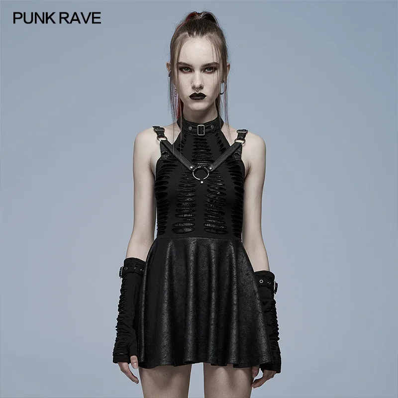 Imagem -04 - Punk Rave-vestido Feminino Gótico Sexy Cortado Punk Tecido de Malha Tecido de Aranha Emendado Clube Exclusivo Mini Vestidos Brincalhões