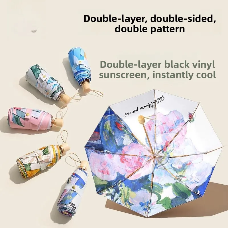 

Ультралегкий женский зонт от солнца с двойным слоем защиты от УФ-излучения, черное покрытие, UPF50, в стиле принцессы, новинка