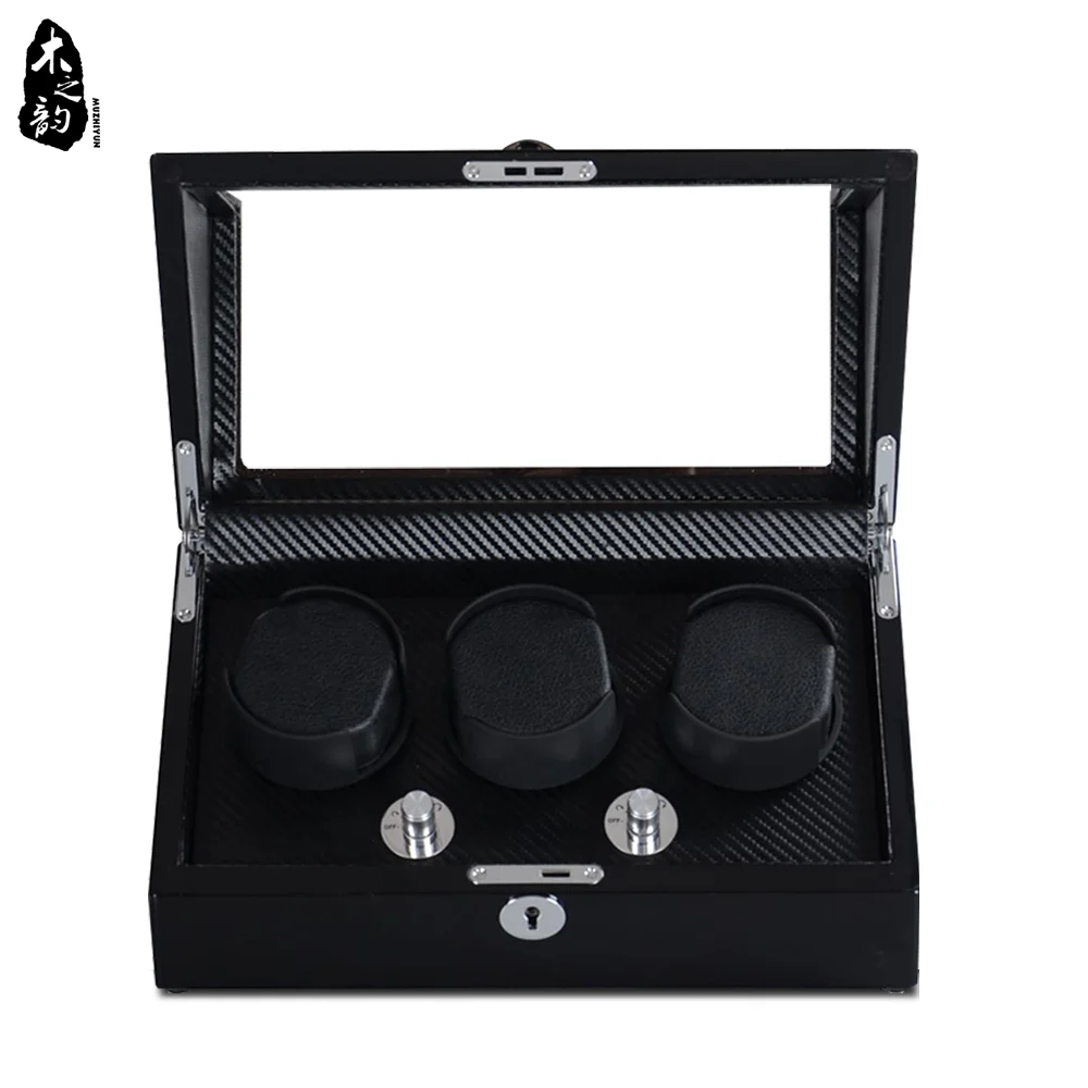 

Деревянная роскошная коробка-органайзер для часов, Мужская Автоматическая копилка с нулевым магнетизмом, вращающиеся персонализированные подарки с 3 слотами