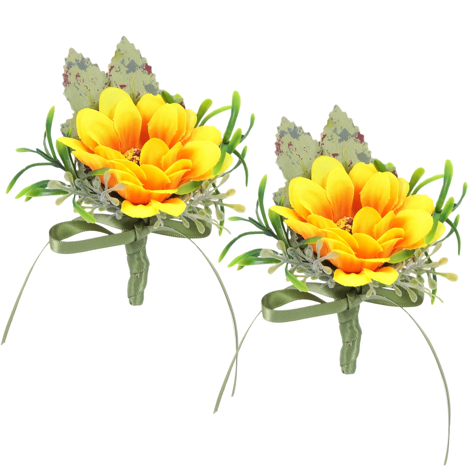 

2pcs Wedding Wrist Flowers Set Bridal Corsage Brooch Artificial Flower Decor Elegant Realistic Flower Brooch Set Wedding
