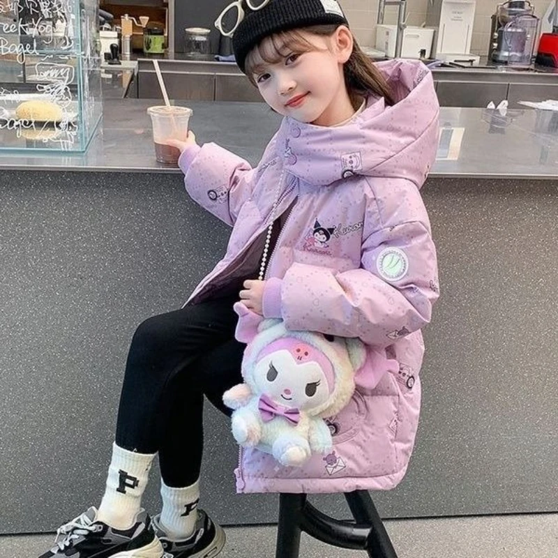 

Sanrio Kuromi милая студенческая хлопковая куртка с героями мультфильмов, креативная зимняя утолщенная теплая хлопковая куртка Kawaii для девочек, оптовая продажа, подарок