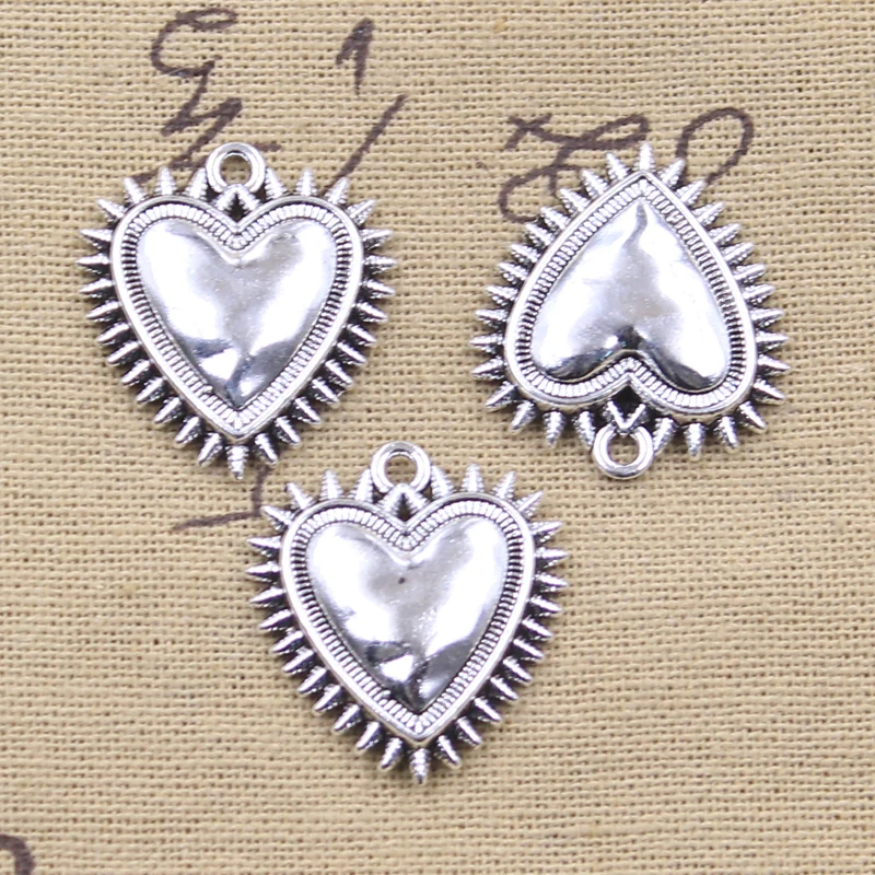 12pcs Charms Thorns Bramble Heart 27x24mm Tibetan Silver Color Pendants Antique Jewelry Making DIY Handmade Craft