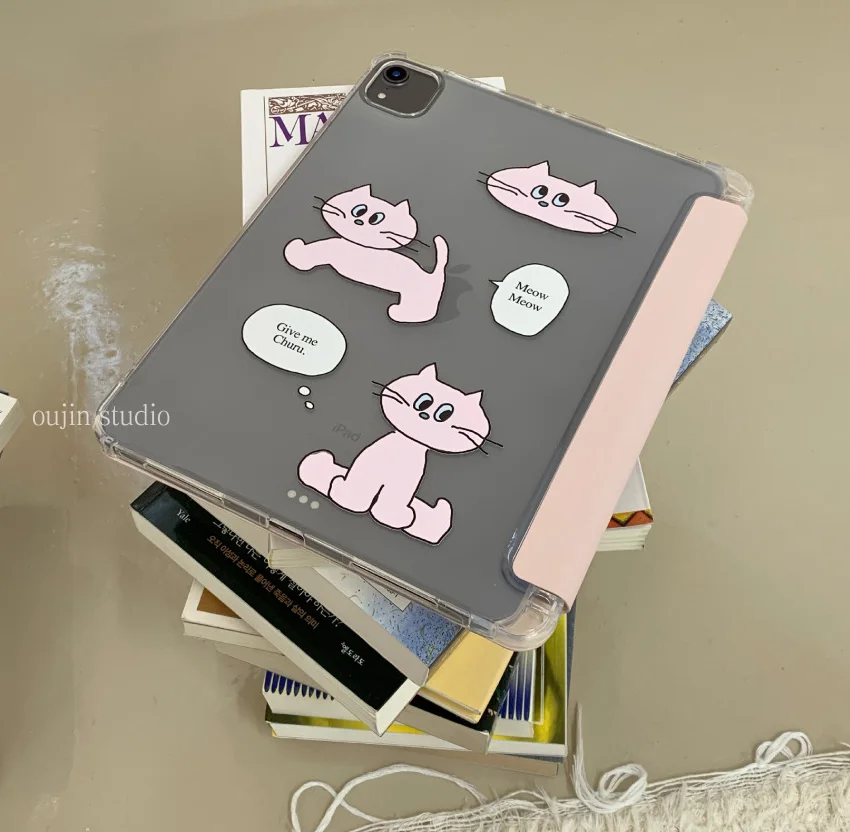 

Korean ins niche design can be cute and hot cat pink letters for tablet 2021iPad protective case 2022/ protective case air5 Tabl
