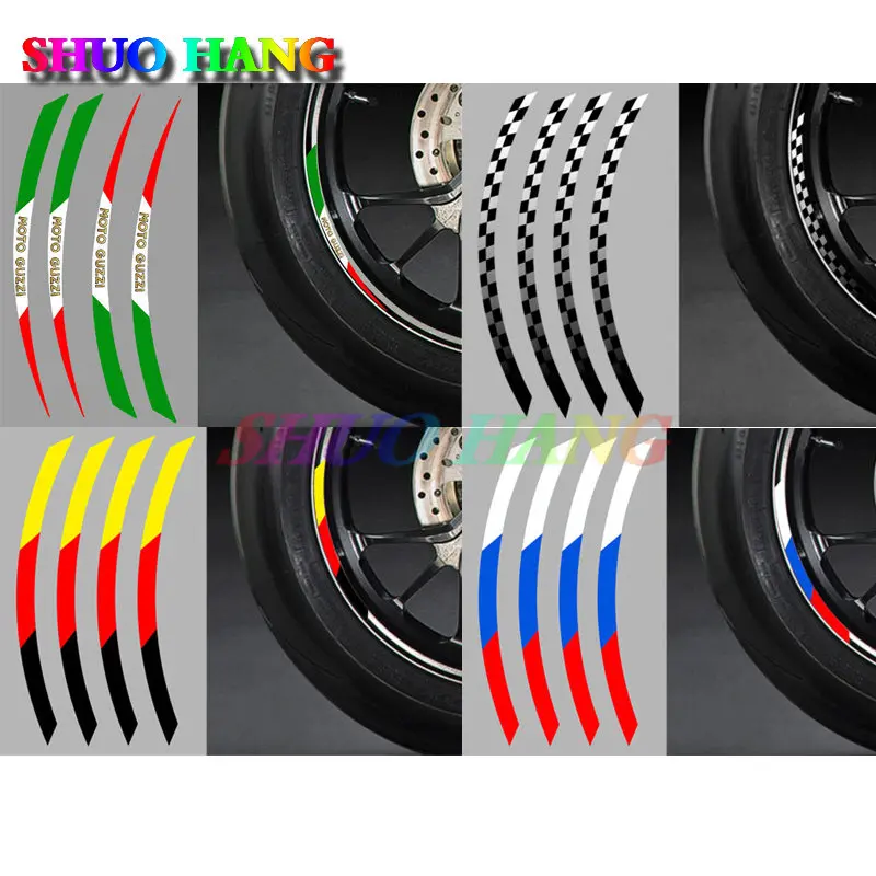 

4 X Italian German Russian Sticker Rim 17 Inch for GUZZI MOTO Benelli Motorcycle Sticker Racing Bicycle Decorative Decal PVC