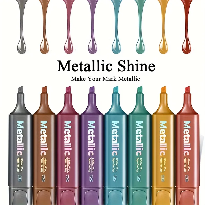 

8-Pack Multi-Color Creative Highlighter Set for Students, Special Learning Markers, Outline Pens, Doodling, Journaling, Smooth Writing, Essential for Studying and Office Work, Great Gift Item