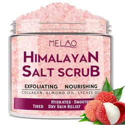 MELAO Himalayan Salt Body Scrub z kolagenem i komórkami łodygowymi - naturalna sól złuszczająca i suflet do ciała i twarzy pomaga wilgoć