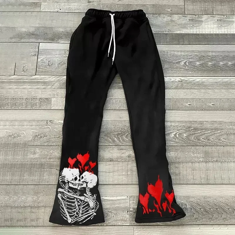 2026 Neues Modell Herren Gothic Vertikale Grafik Weite Jogginghose mit Kordelzug Lose Gerade Baggy Y2K Dark Punk Streetwear Hose – Detail 8