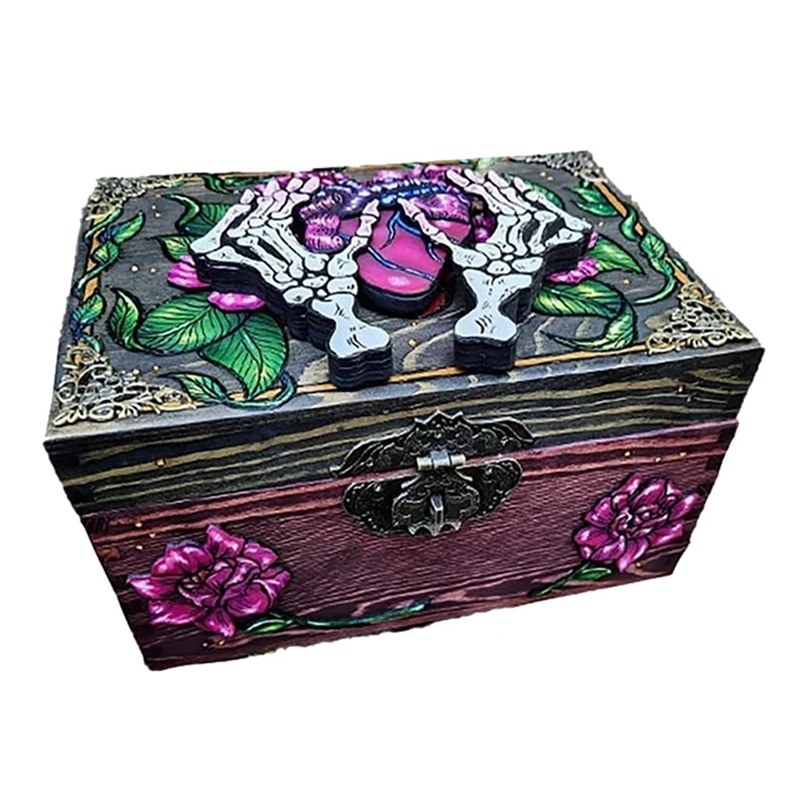 Skull Art  Key Box, Decorative Small Wooden Box,  Storage Compartment Jewelry Box Jewelry Box