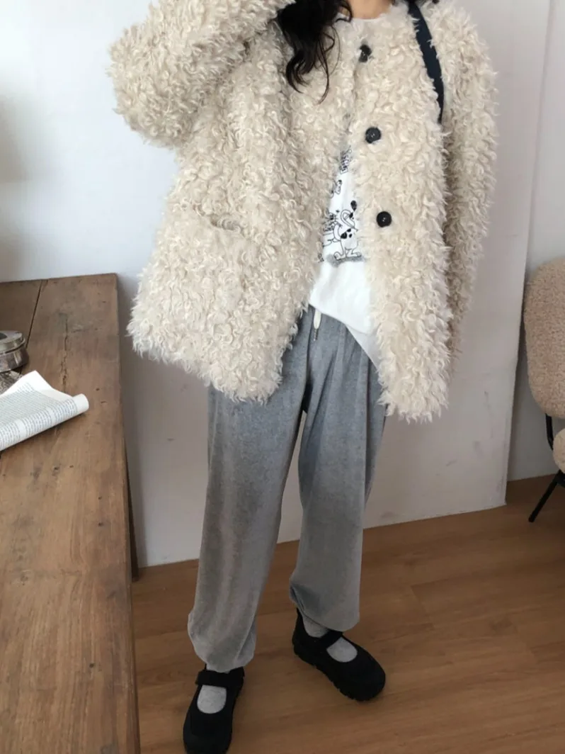 

Корейская модная круглая хлопковая теплая верхняя одежда на одной пуговице, женская зимняя куртка 202, высококачественное пальто из искусственного меха Sli для поездок на работу