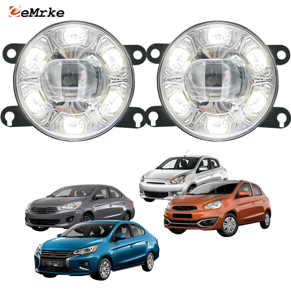 Fog Lights for Mitsubishi Attrage Mirage Space Star 2012-2023 with Clear Lens PTF + Led DRL Daytime Running Lamp Car Accessories